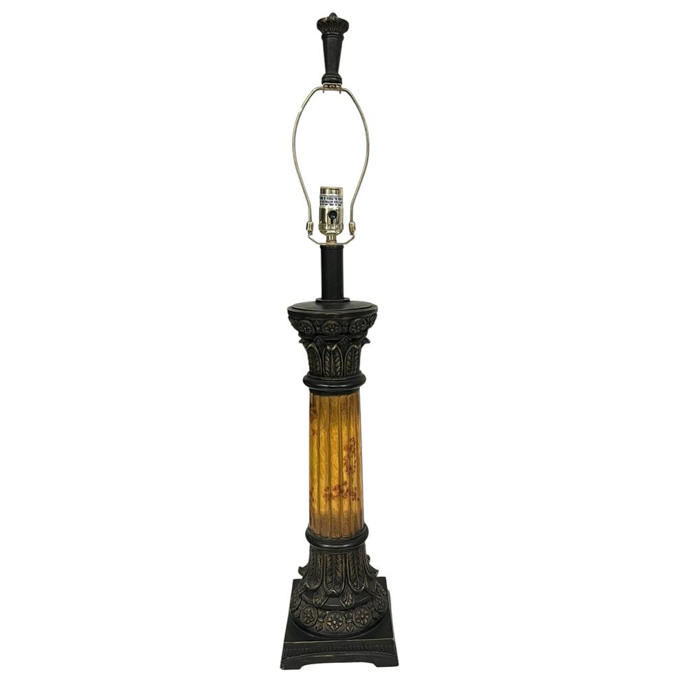 Vintage Neoclassical Empire-Style Column Table Lamp Old World Traditional Ornate